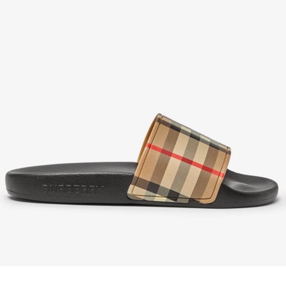 Authentic Burberry Black Slide Sandals